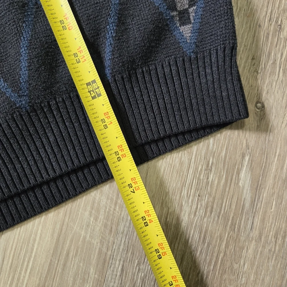 Allyance Argyle Sweater Vest Mens Large Black Blue Zip Pocket